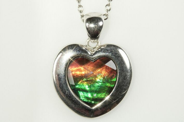 Gorgeous Heart-Shaped Ammolite Pendant - Sterling Silver #205905